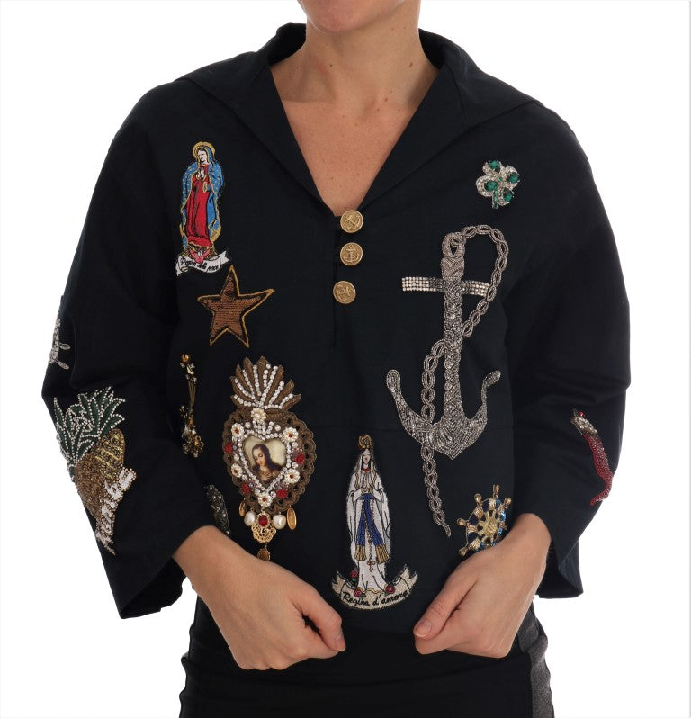 Dolce & Gabbana Dolce & Gabbana Blue Crystal MAMMA Sicily Women's Jacket