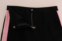 Dolce & Gabbana Black Stretch Pink Stripes Capri Women's Pants