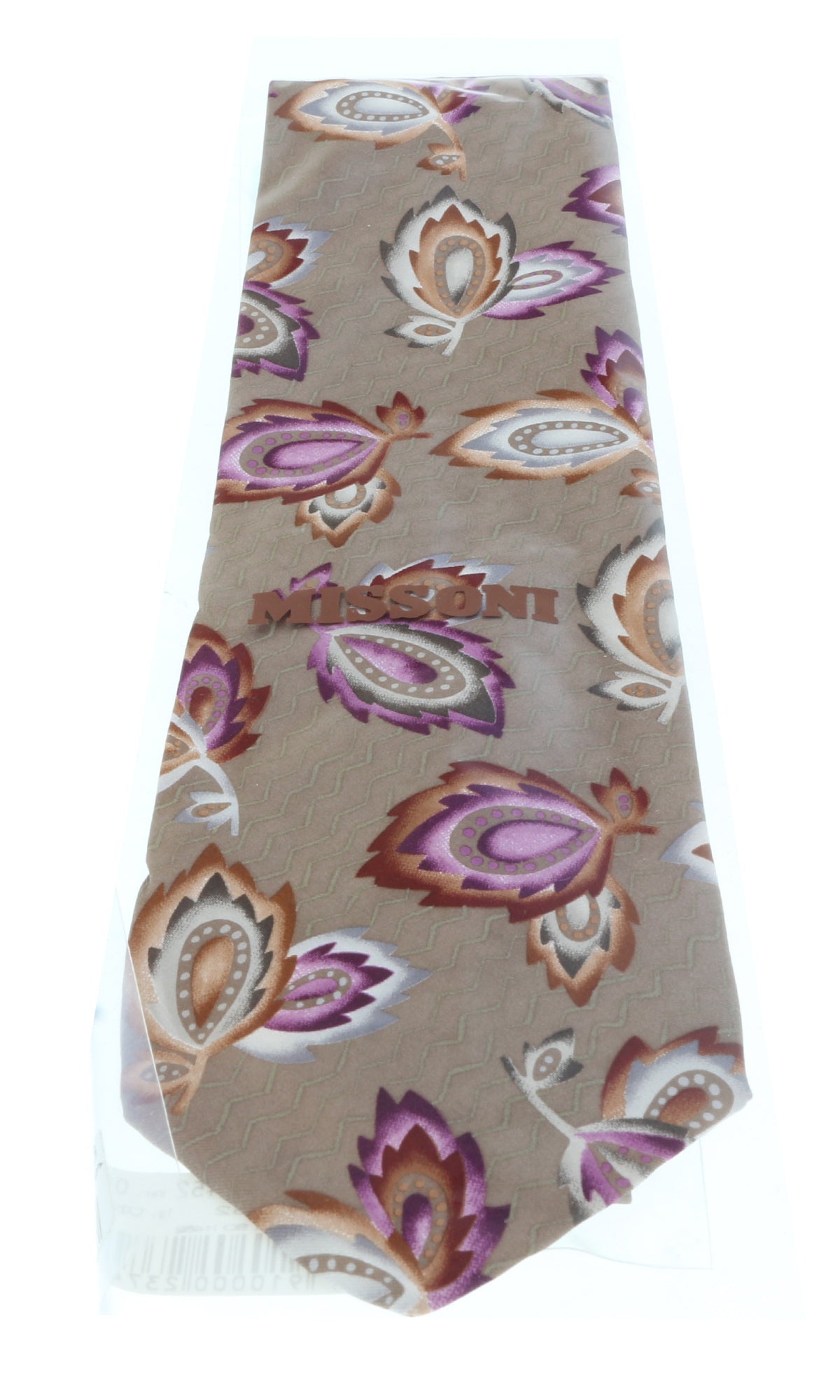 Missoni U1452 Khaki/Purple Chinoiserie 100% Silk Tie