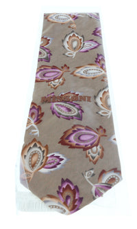 Missoni U1452 Khaki/Purple Chinoiserie 100% Silk Tie