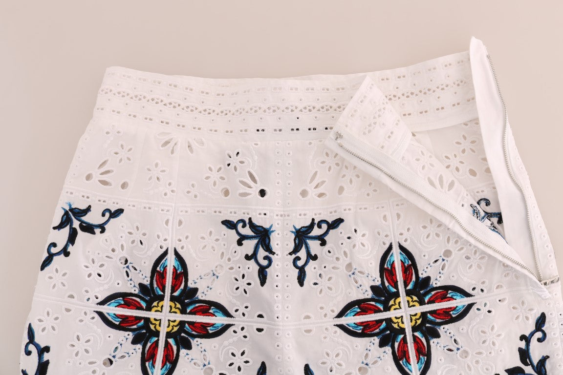 Dolce & Gabbana Mulicolor Majolica Cutout Capri Women's Pants