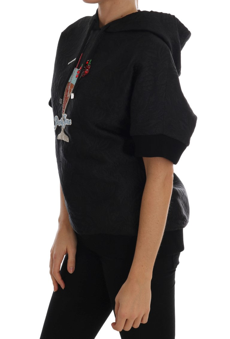 Dolce & Gabbana Black Fairy Tale Crystal Hooded Women's Sweater