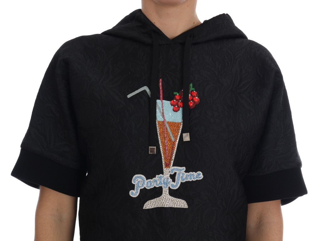 Dolce & Gabbana Black Fairy Tale Crystal Hooded Women's Sweater