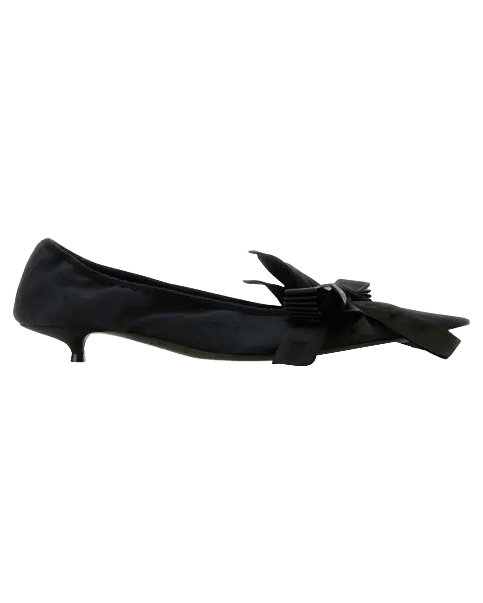 Balenciaga Satin Bow Kitten Heel Pumps Women Black | Black