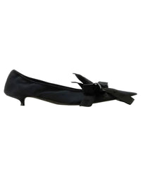 Balenciaga Satin Bow Kitten Heel Pumps Women Black | Black