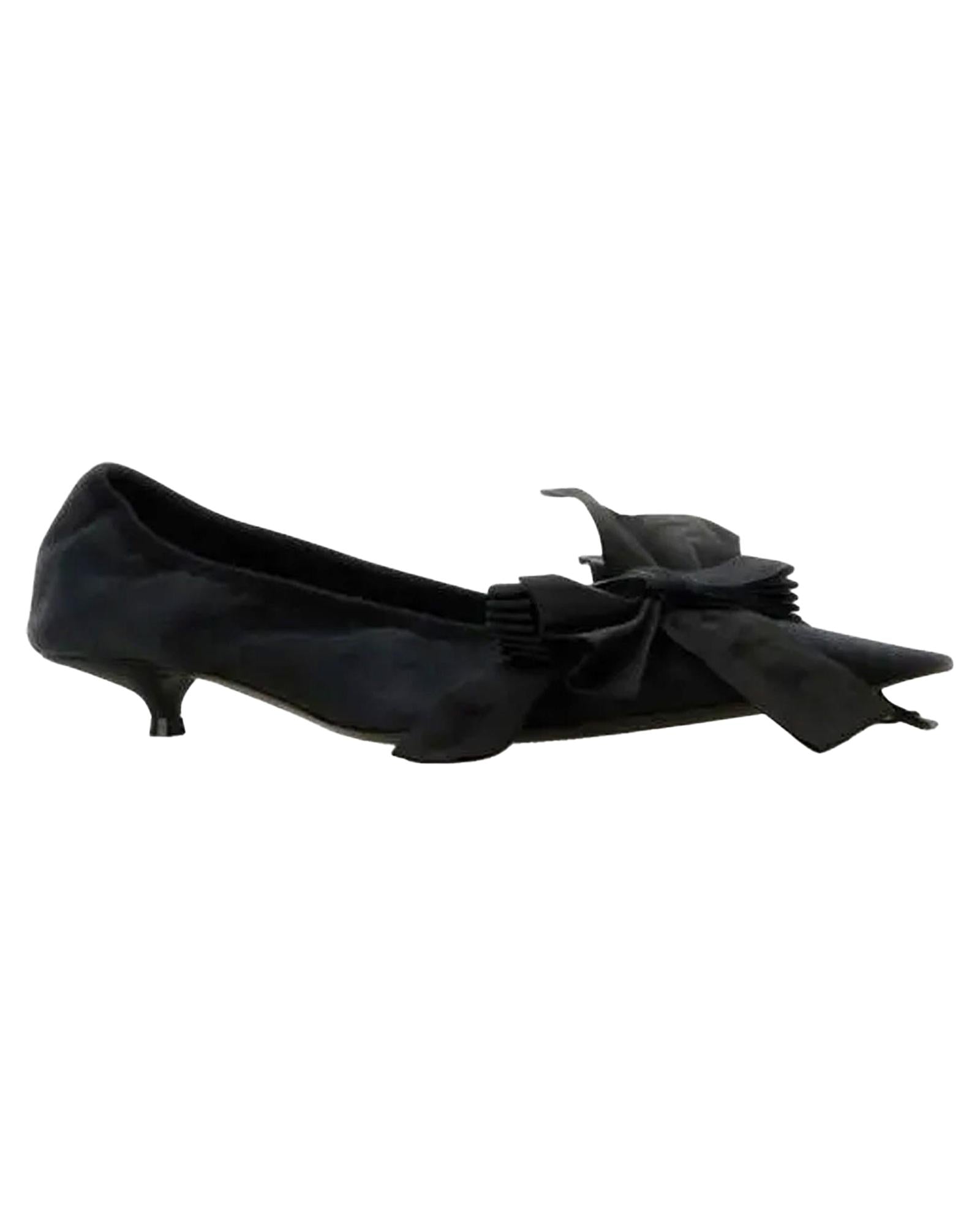 Balenciaga Satin Bow Kitten Heel Pumps Women Black | Black