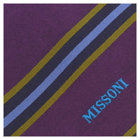 Missoni U5029 Purple/Gold Regimental 100% Silk Tie