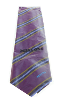 Missoni U5029 Purple/Gold Regimental 100% Silk Tie