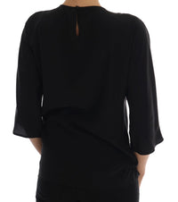 Dolce & Gabbana Black Silk Fairy Tale Top Crystal Women's Blouse