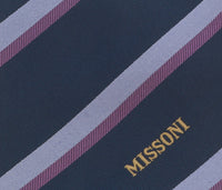 Missoni U5035 Navy/Purple Repp 100% Silk Tie