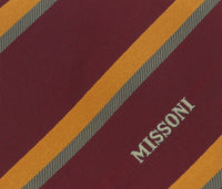 Missoni U5035 Maroon/Orange Repp 100% Silk Tie