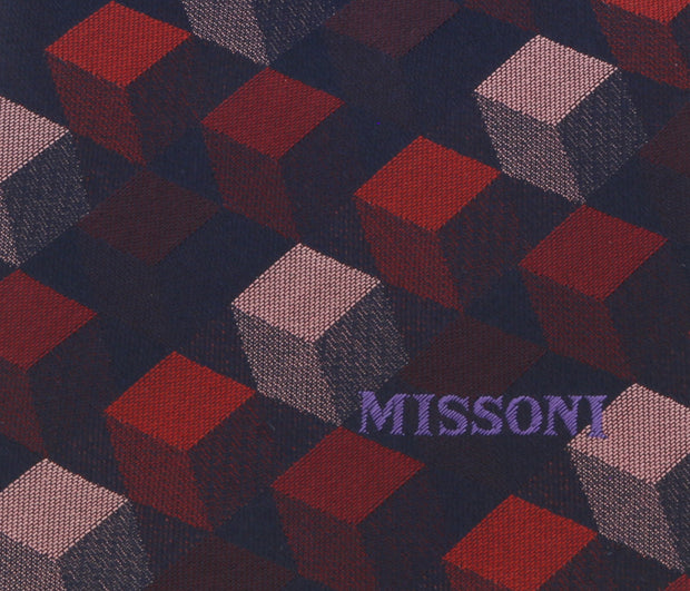 Missoni U5562 Red/Pink Abstract 100% Silk Tie