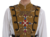 Dolce & Gabbana Yellow Crystal Cross Vest Women's Jacket