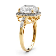 PalmBeach Jewelry 10K Yellow Gold Cushion Cubic Zirconia Halo Engagement Ring Sizes 6-10