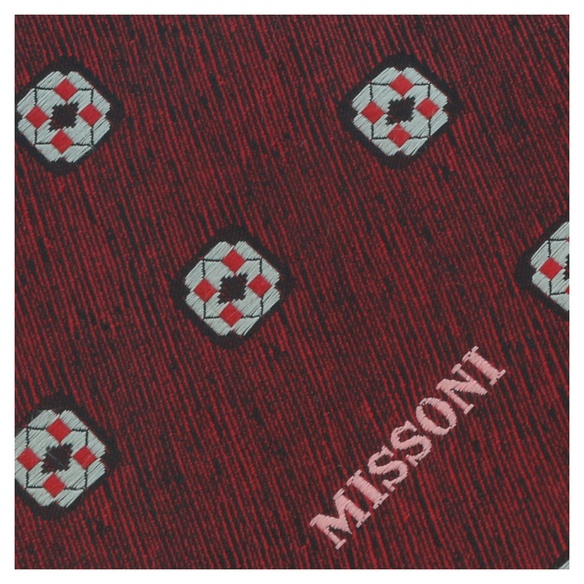 Missoni U5576 Red/Silver Geometric 100% Silk Tie