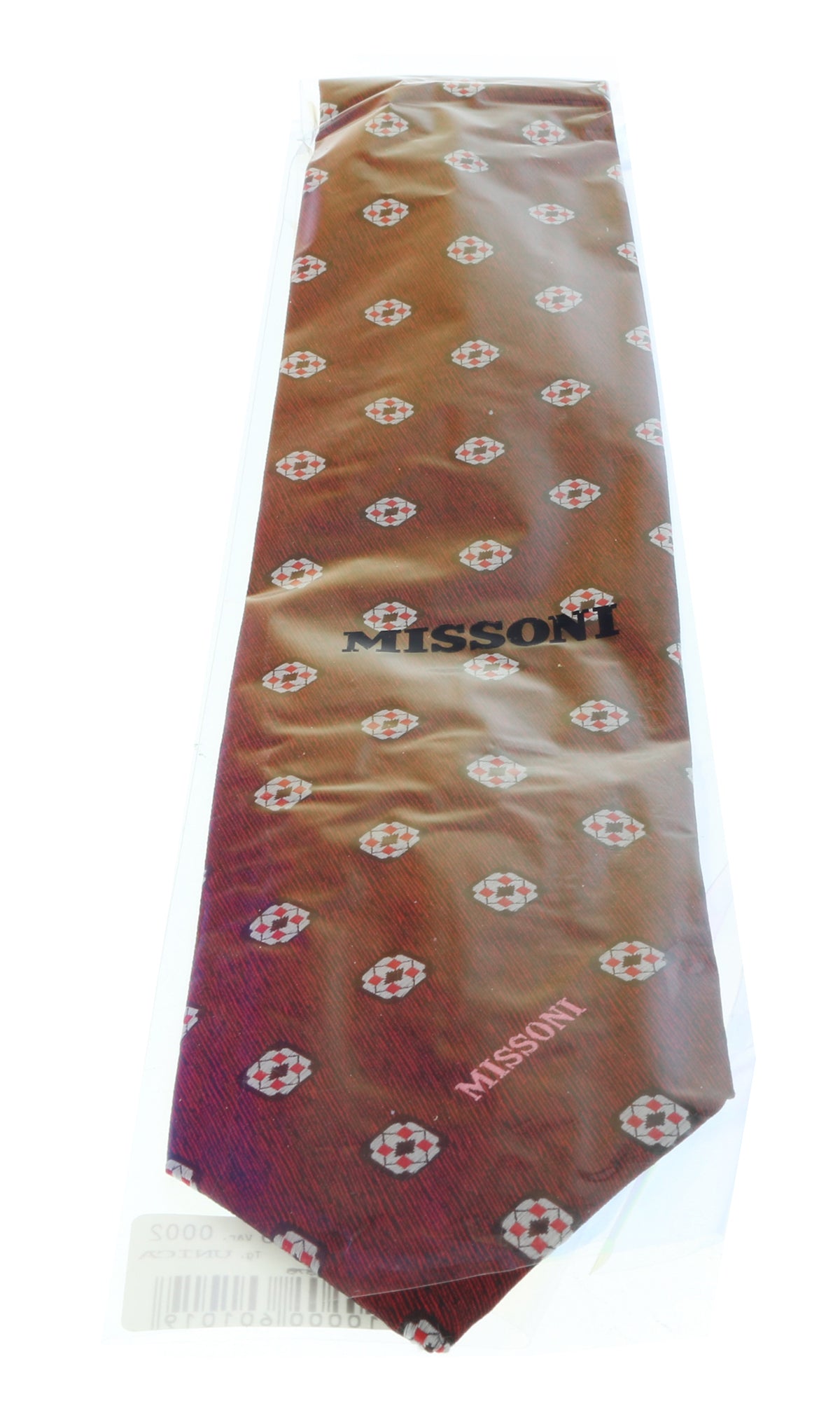 Missoni U5576 Red/Silver Geometric 100% Silk Tie