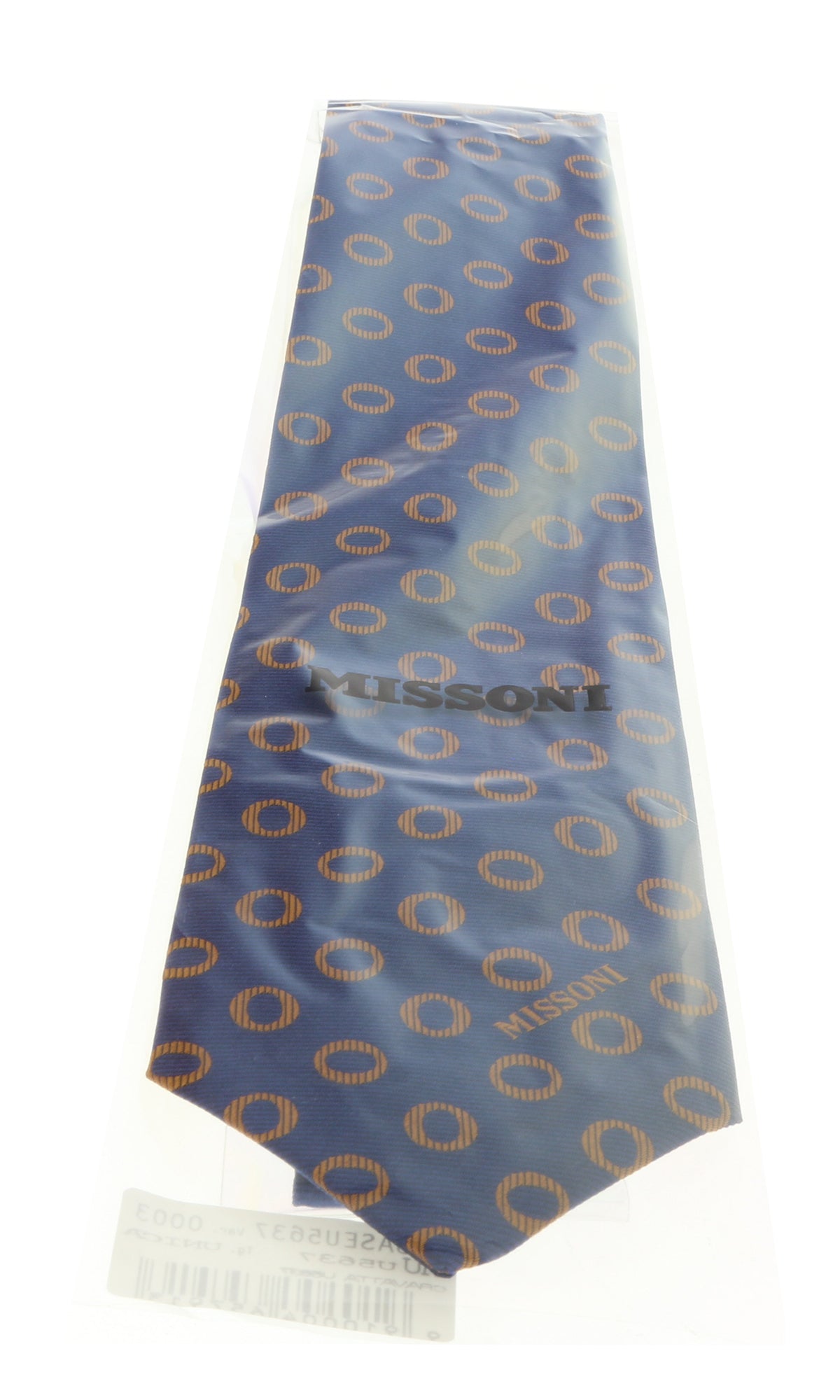 Missoni U5637 Navy/Gold Geometric 100% Silk Tie