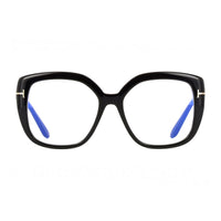 Tom Ford Eyeglasses Butterfly Full Rim, Shiny Black Frame and Clear/Blue Light Block Lenses Lens FT6043-B001