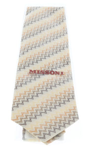 Missoni U3522 Cream/Brown Chevron 100% Silk Tie