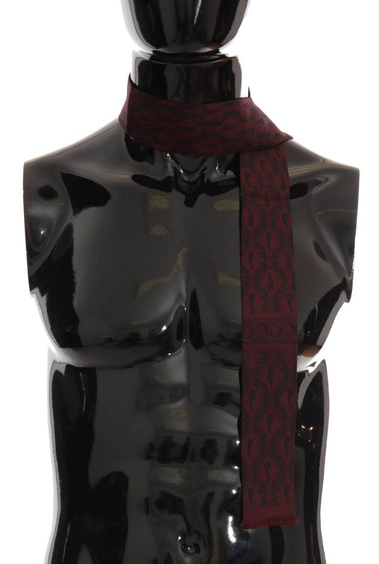 Dolce & Gabbana Silk Bordeaux Crown Chili Print Mens Men's Scarf
