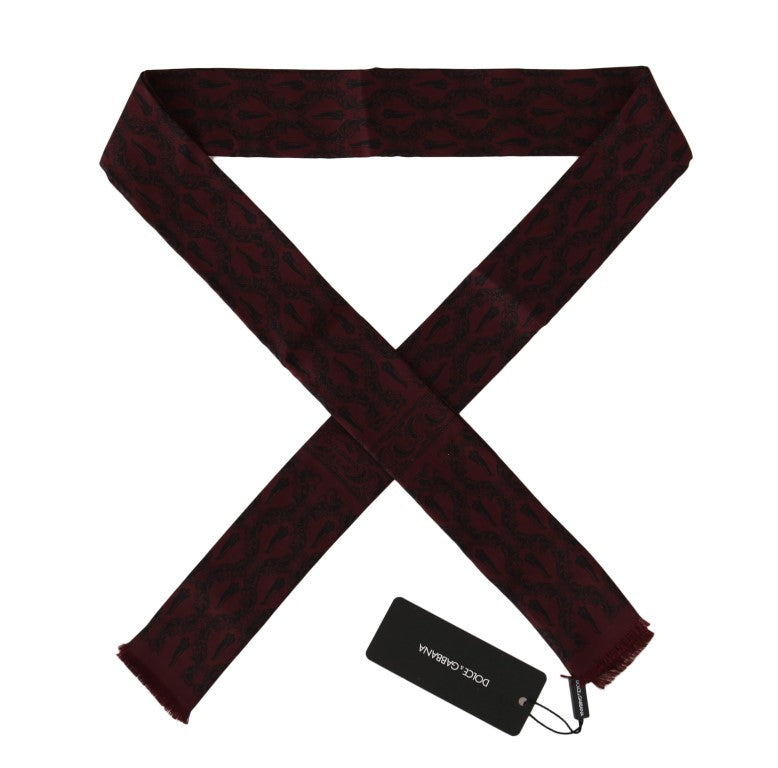 Dolce & Gabbana Silk Bordeaux Crown Chili Print Mens Men's Scarf