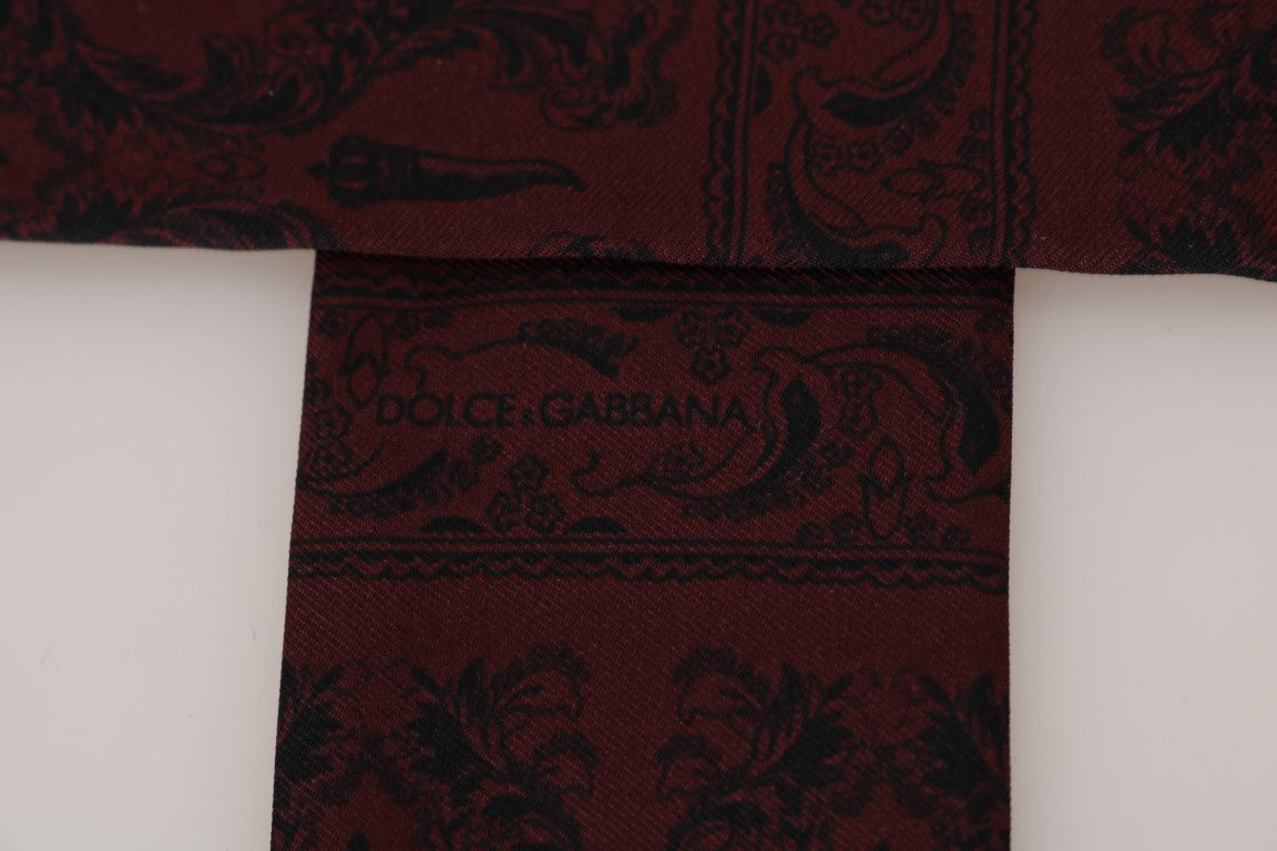 Dolce & Gabbana Silk Bordeaux Crown Chili Print Mens Men's Scarf