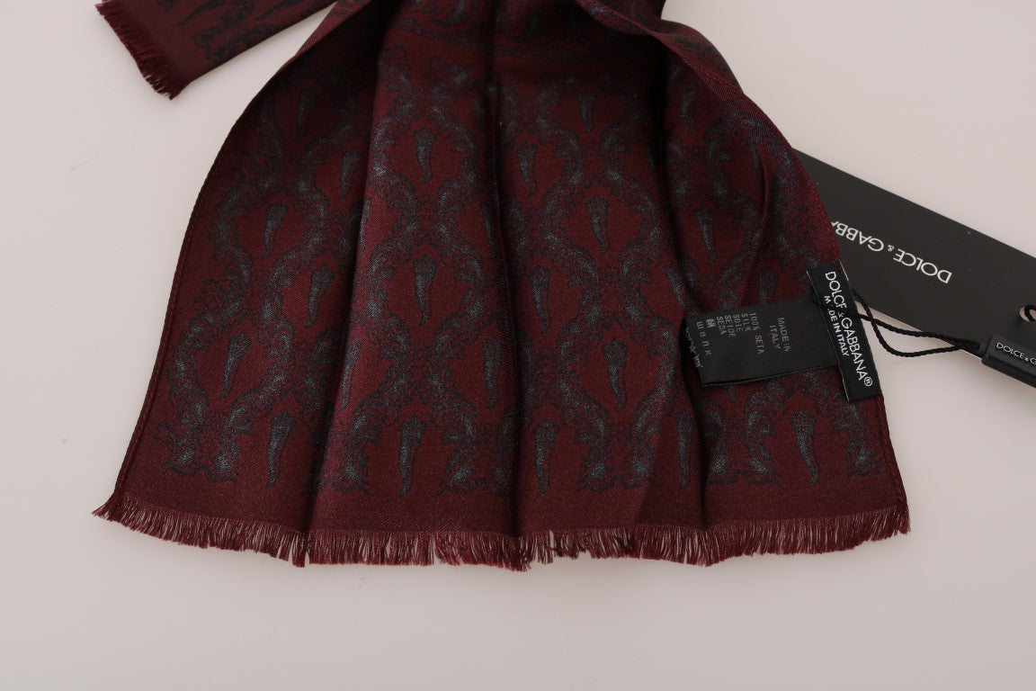 Dolce & Gabbana Silk Bordeaux Crown Chili Print Mens Men's Scarf