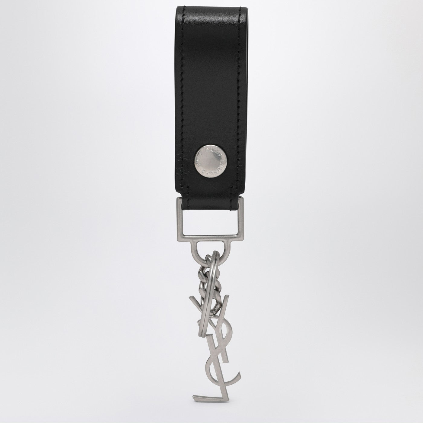 Saint Laurent Cassandre Black Leather Keychain Men