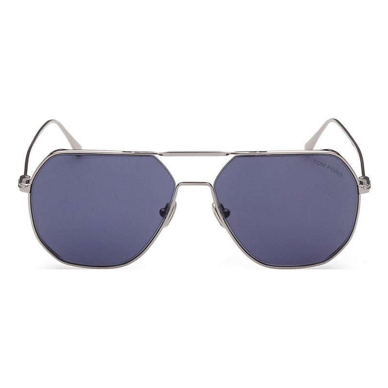 Tom Ford Tom Ford Sunglasses Aviator Full Rim, Shiny Light Ruthenium Frame and Blue Lens FT085214V