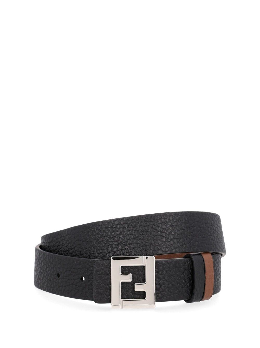 Fendi Fendi Men Reversible Leather Belt With Ff Buckle