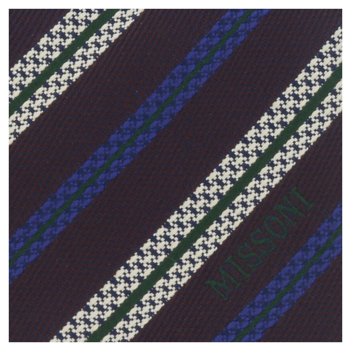Missoni U5691 Regimental Plum/Electric Blue 100% Silk Tie