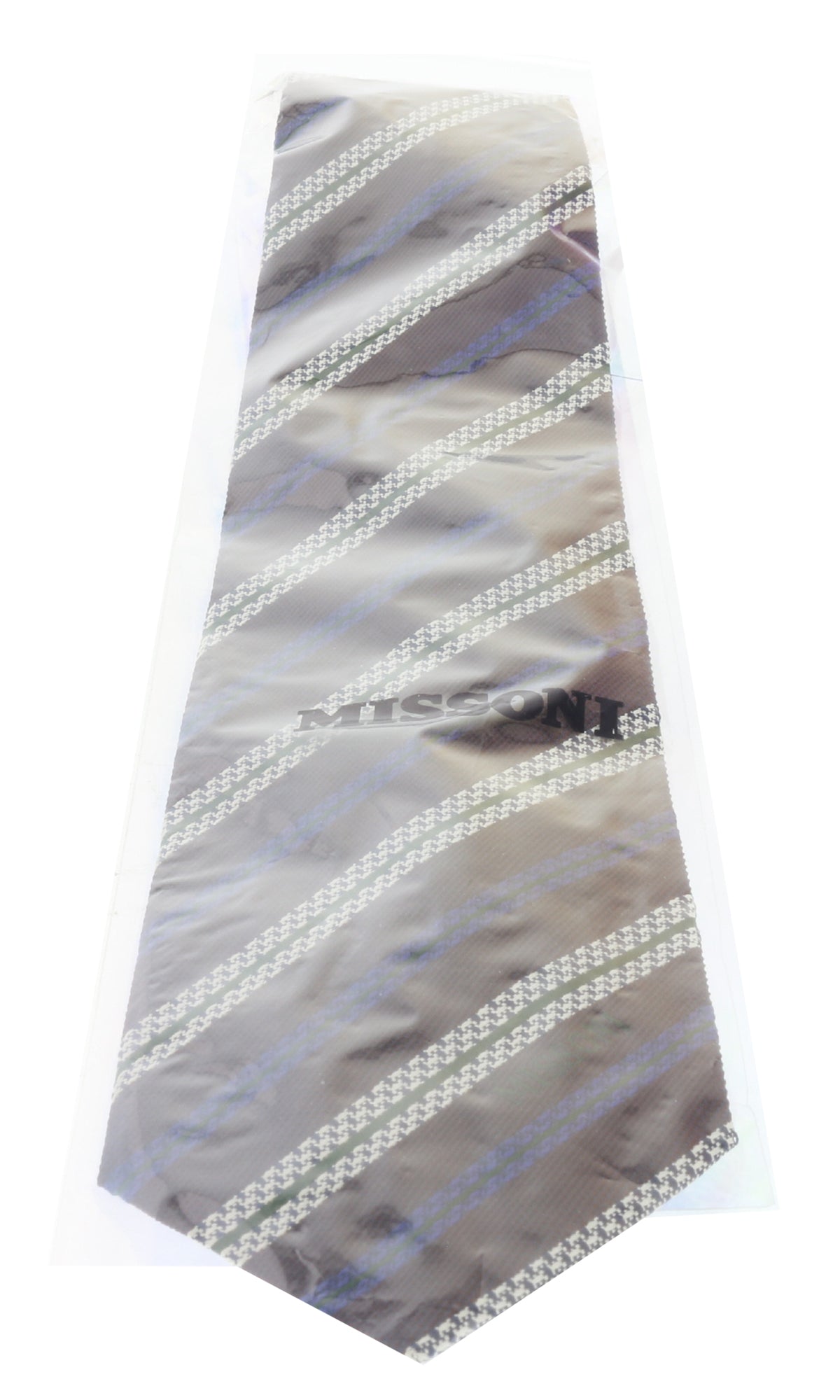 Missoni U5691 Regimental Plum/Electric Blue 100% Silk Tie