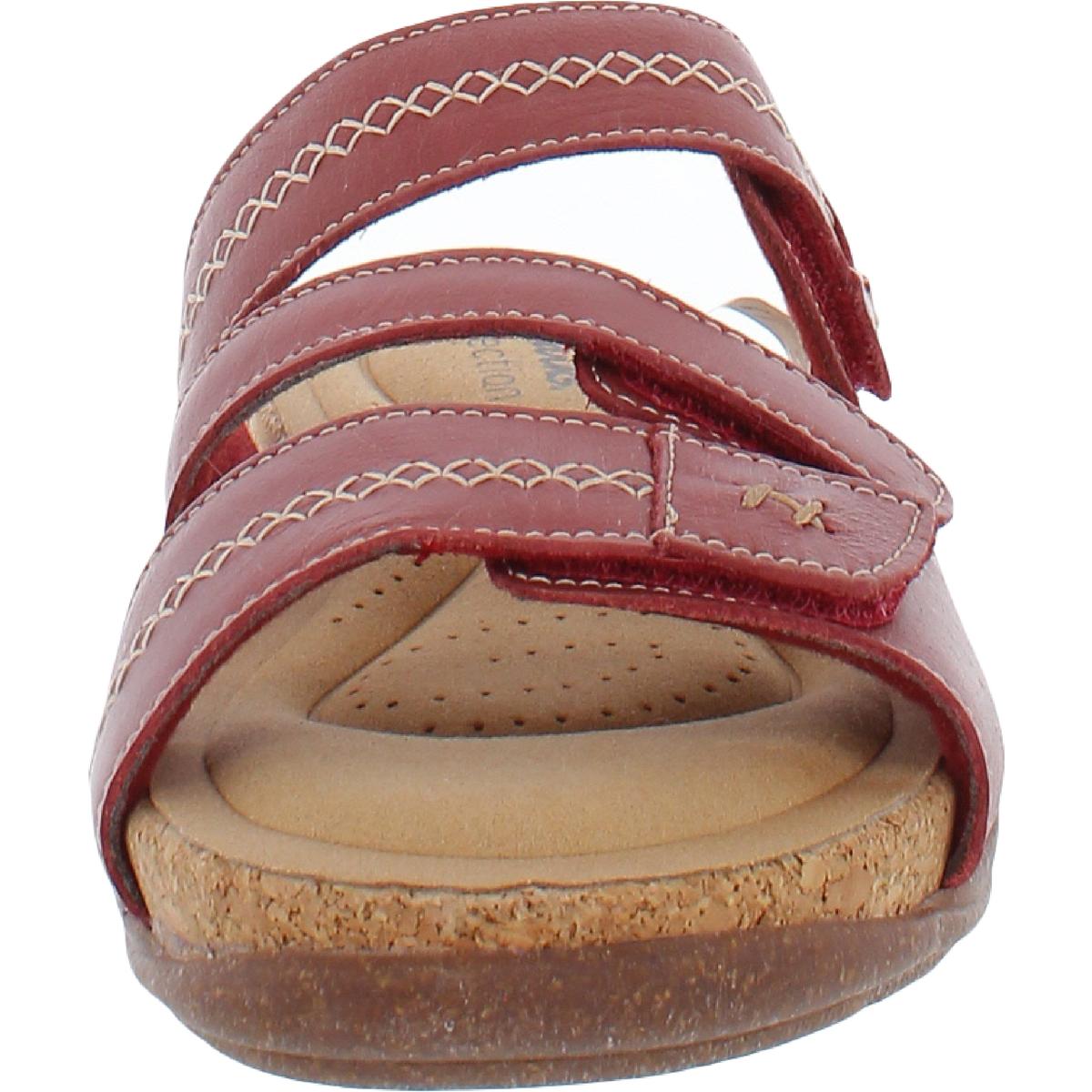 Roseville Bay Womens Leather Adjustable Slide Sandals