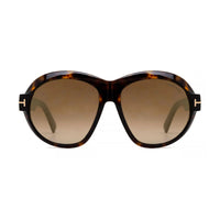 Tom Ford Sunglasses Round Full Rim, Dark Havana Frame and Brown Mirror Lens FT111352G