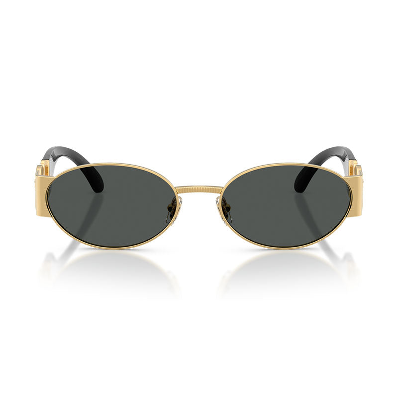 Versace Versace Sunglasses Oval Full Rim, Gold/Black Frame and Dark Grey Lens VE22991002/87