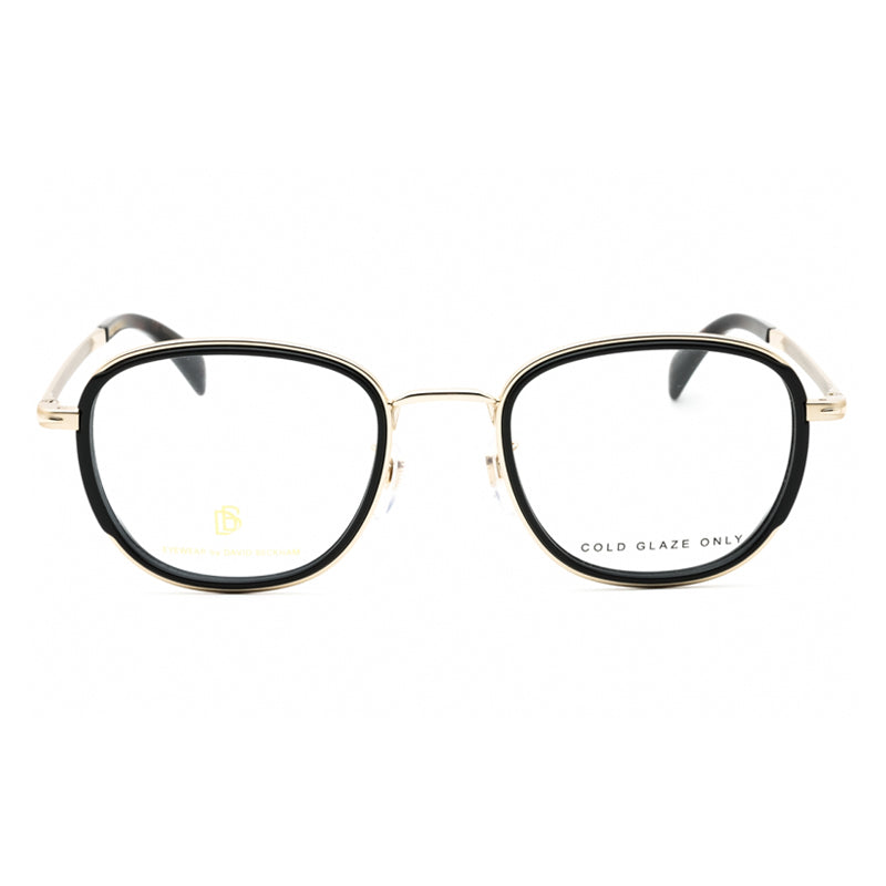 David Beckham Eyeglasses Square Full Rim, Gold/Black Frame and Clear Demo Lens Lens DB7075/G0RHL00