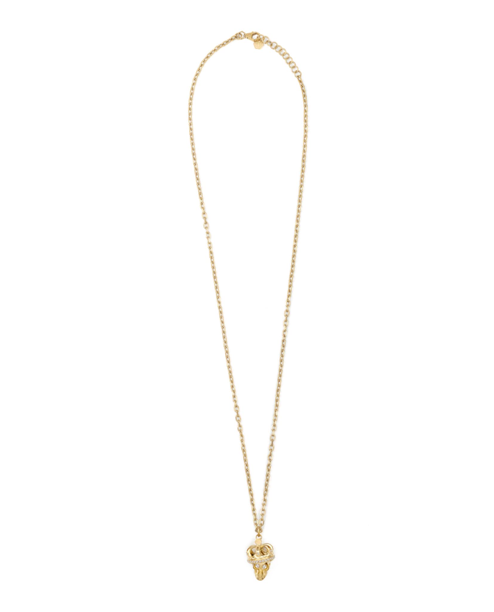 Philipp Plein Mens 3D $kull Crystal Cable Chain Necklace