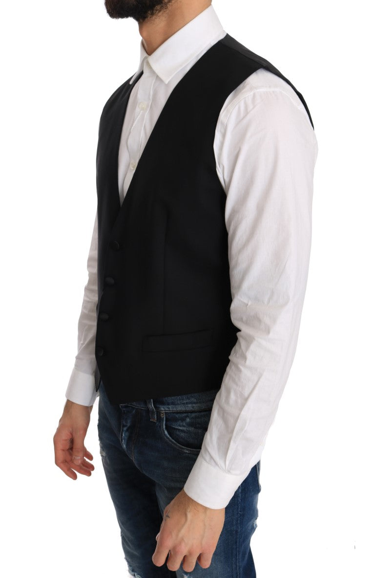 Dolce & Gabbana Black Wool Silk Men's Vest