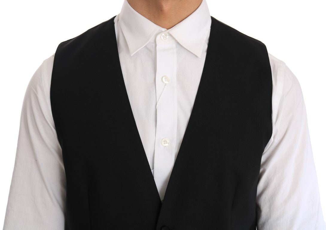 Dolce & Gabbana Black Wool Silk Men's Vest