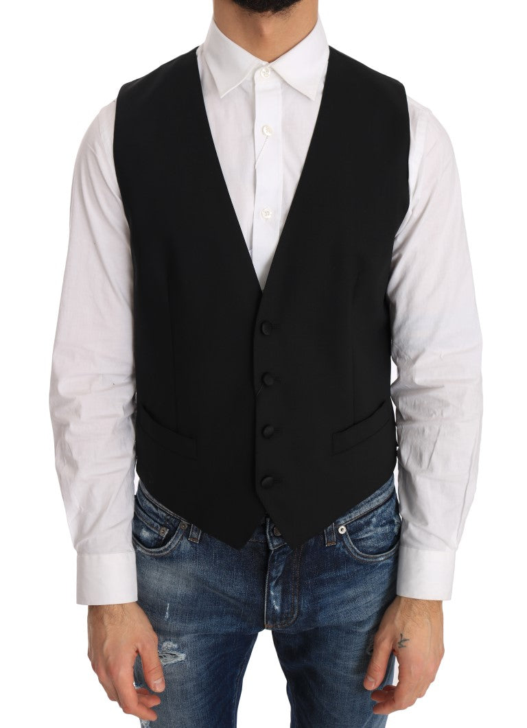 Dolce & Gabbana Black Wool Silk Men's Vest