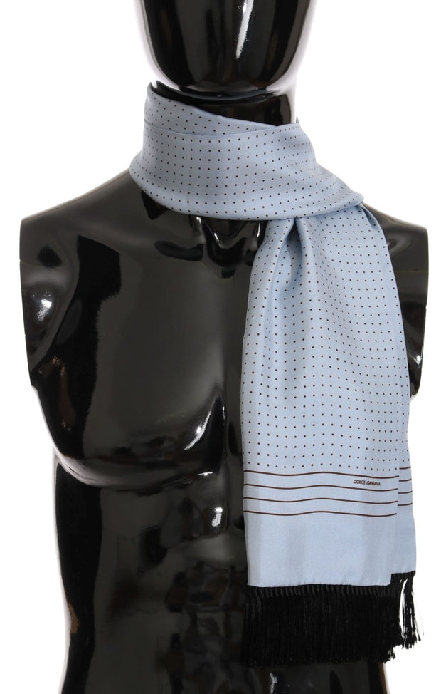 Dolce & Gabbana Blue Silk Polka Dot Men's Scarf