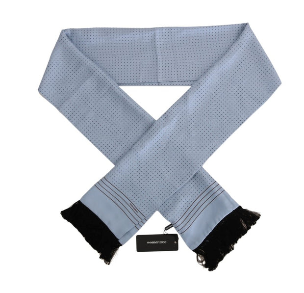 Dolce & Gabbana Blue Silk Polka Dot Men's Scarf