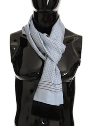 Dolce & Gabbana Blue Silk Polka Dot Men's Scarf
