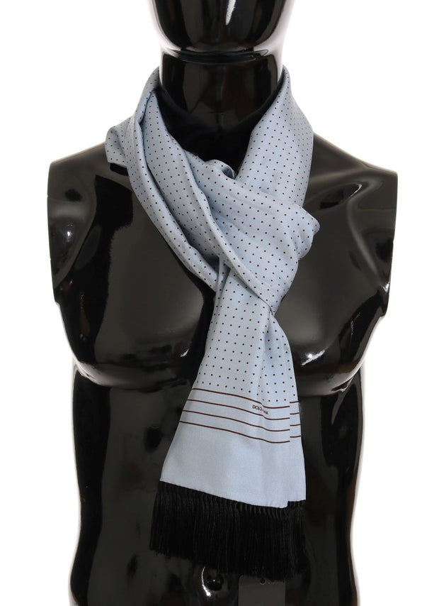 Dolce & Gabbana Blue Silk Polka Dot Men's Scarf