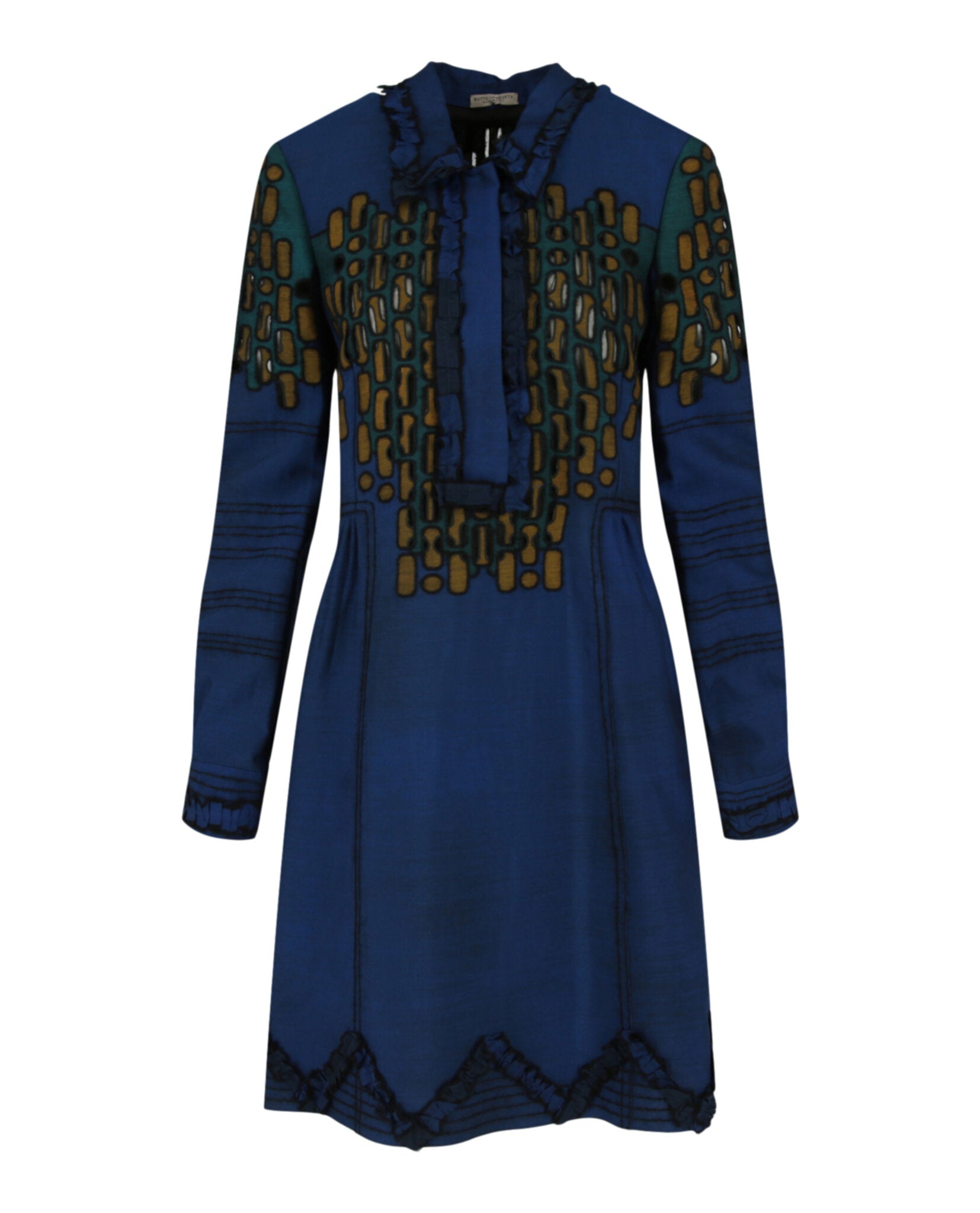 Bottega Veneta Collared Pattern Dress Bluette / 38