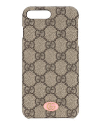Gucci Unisex-Adult GG Supreme iPhone 8 Plus Case Beige Ebony Sugar Pink