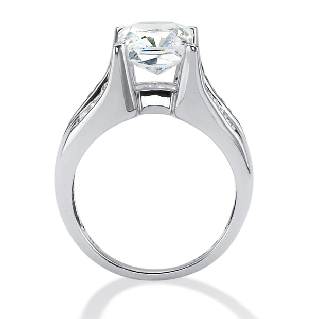 PalmBeach Jewelry Platinum-plated Sterling Silver Emerald Cut Cubic Zirconia Engagement Ring Sizes 6-10