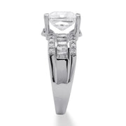 PalmBeach Jewelry Platinum-plated Sterling Silver Princess Cut Cubic Zirconia Triple Row Engagement Ring Sizes 5-10