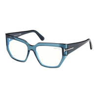 Tom Ford Eyeglasses Square Full Rim, Dark Havana Frame and Clear Blue Light Block Lenses Lens FT5951-B052