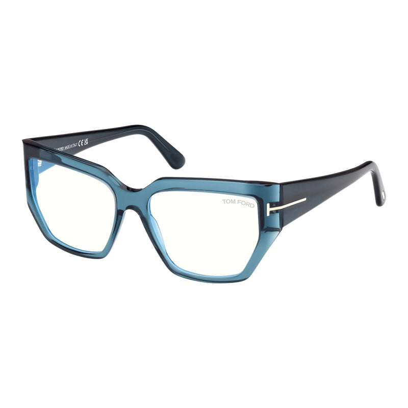 Tom Ford Eyeglasses Square Full Rim, Dark Havana Frame and Clear Blue Light Block Lenses Lens FT5951-B052
